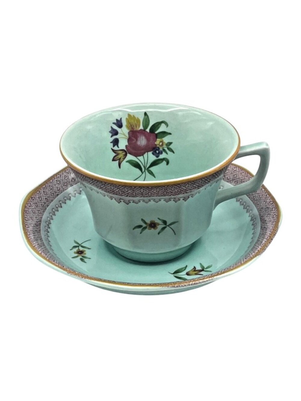 Adams Calyx Ware Lowestoft Tea Cup and Saucer Ironstone Made in England